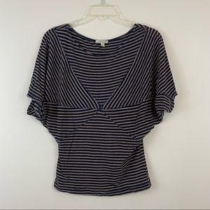 Bordeaux Navy and White Striped Top